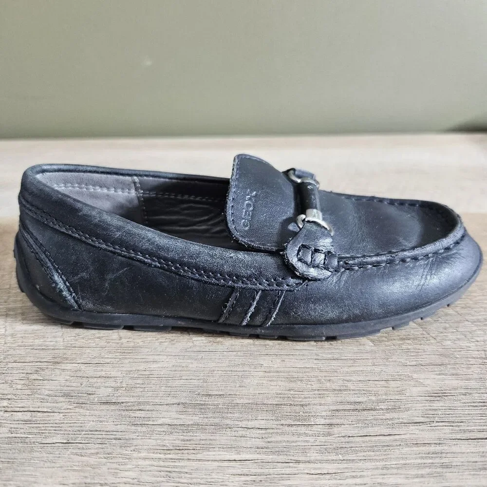 Boys Geox Fast Bit-Strap Dress Shoe Loafers Leather EU Size 29